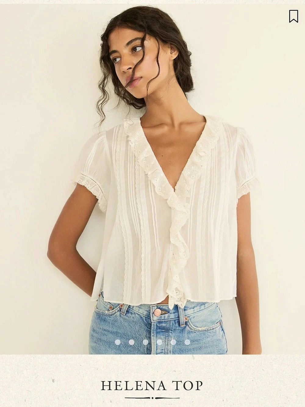 Doen Helena Top Lace Trim Blouse in White XS